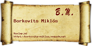 Borkovits Miklós névjegykártya