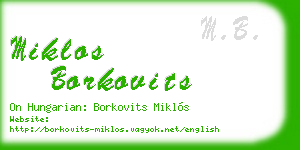 miklos borkovits business card