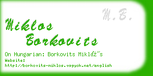 miklos borkovits business card